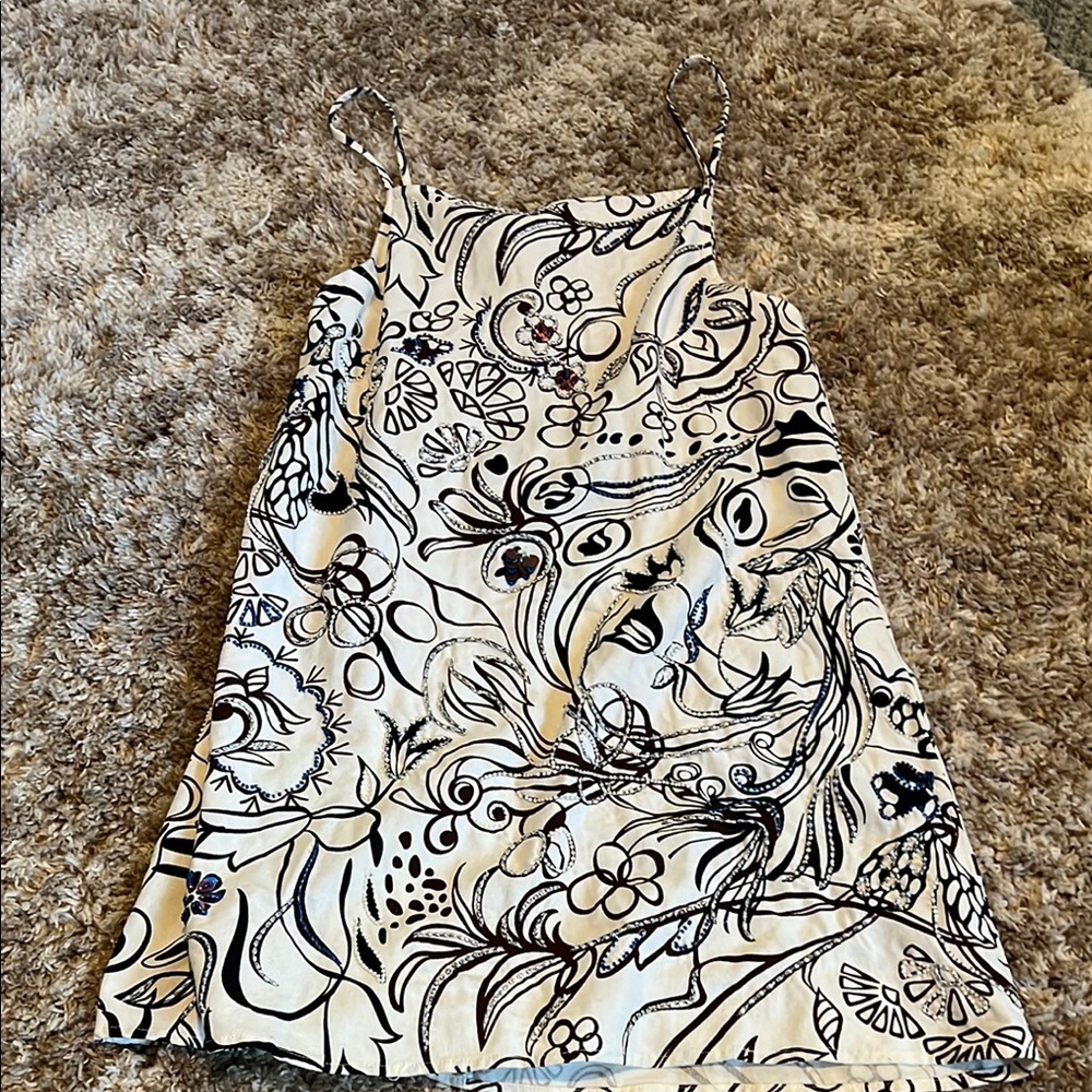Floral Black and White Kids Dress